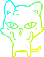 cold gradient line drawing of a cartoon cat png