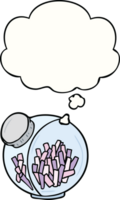 cartoon candy in jar with thought bubble png