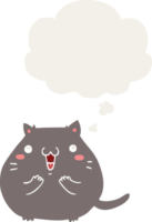 content dessin animé chat avec pensée bulle dans rétro style png