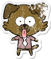 distressed sticker of a cartoon dog with tongue sticking out png