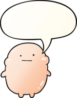 cute fat cartoon human with speech bubble in smooth gradient style png