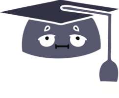 flat color retro cartoon of a graduation hat png