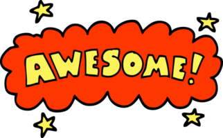 hand drawn doodle style cartoon awesome sign png