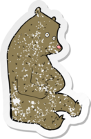 adesivo retrô angustiado de um urso feliz de desenho animado png