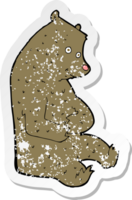 retro distressed sticker of a cartoon happy bear png