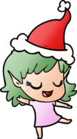 Lycklig hand dragen lutning tecknad serie av en älva flicka bär santa hatt png