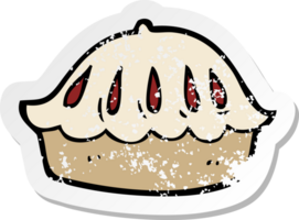 retro distressed sticker of a cartoon pie png