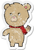 autocollant rétro en détresse d'un ours en peluche de dessin animé png