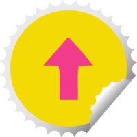 cirkulär peeling klistermärke tecknad serie av en pekande pil png