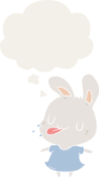 dibujos animados Conejo con pensamiento burbuja en retro estilo png