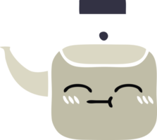 flat color retro cartoon of a kettle png