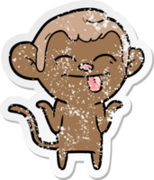 distressed sticker of a funny cartoon monkey png