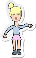 adesivo di una donna cartone animato che fa un gesto sprezzante png