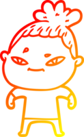 warm gradient line drawing of a cartoon woman png