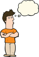 cartoon man with folded arms with thought bubble png