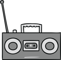 hand drawn cartoon doodle of a retro cassette player png
