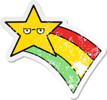 distressed sticker of a cute cartoon shooting rainbow star png