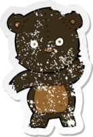 adesivo retrô angustiado de um urso preto de desenho animado fofo png