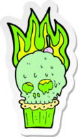 sticker of a cartoon spooky skull cupcake png