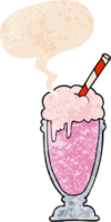 desenho animado milkshake com discurso bolha dentro grunge angustiado retro texturizado estilo png