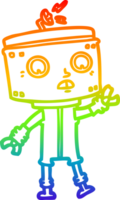 rainbow gradient line drawing of a cartoon robot png