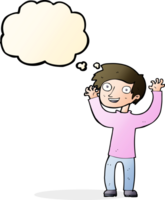 cartoon happy man with thought bubble png