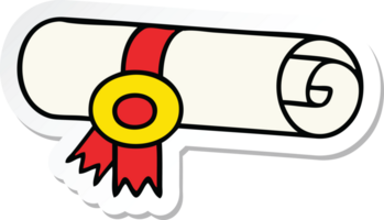 sticker of a cute cartoon rolled certificate png