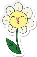 sticker of a quirky hand drawn cartoon happy flower png