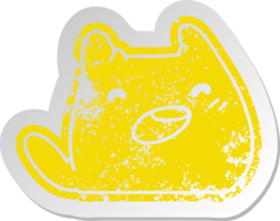 distressed old cartoon sticker of a kawaii cat png
