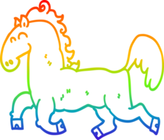 rainbow gradient line drawing of a cartoon stallion png