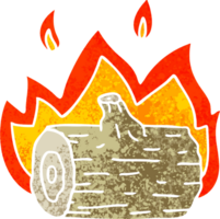 retro Illustration Stil schrullig Karikatur Lagerfeuer png