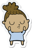 sticker of a cartoon calm woman png