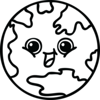 line drawing cartoon of a planet earth png