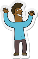 sticker of a cartoon excited man png