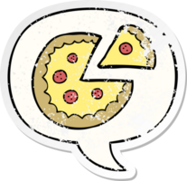 cartoon pizza with speech bubble distressed distressed old sticker png