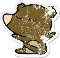 distressed sticker of a happy cartoon bear png