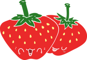 fraises de dessin animé de style plat couleur png