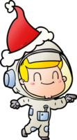 happy hand drawn gradient cartoon of a astronaut man wearing santa hat png