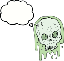 cartoon slimy skull with thought bubble png