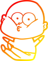 warm gradient line drawing of a cartoon bald man staring png