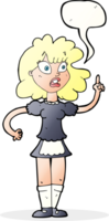 mucama preocupada de dibujos animados con burbujas de discurso png