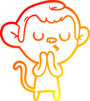 warm gradient line drawing of a cartoon monkey png