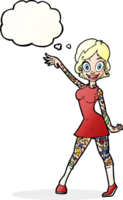 cartoon woman with tattoos with thought bubble png