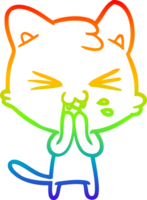 arco iris degradado línea dibujo de un dibujos animados gato silbido png