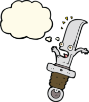 cartoon frightened knife with thought bubble png