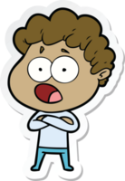 sticker of a cartoon man gasping in surprise png