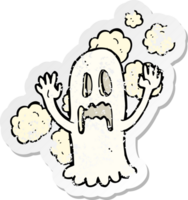 adesivo retrô angustiado de um fantasma assustador de desenho animado png