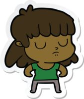 sticker of a cartoon indifferent woman png