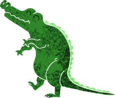 retro illustration style quirky cartoon crocodile png