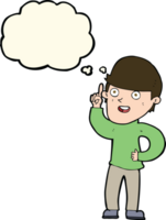 cartoon boy with idea with thought bubble png